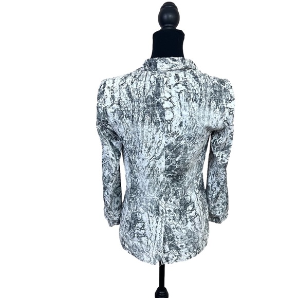 A/X Armani Exchange Women One Button Blazer Jacket Snake Print Sz S White Black. - Picture 2 of 8